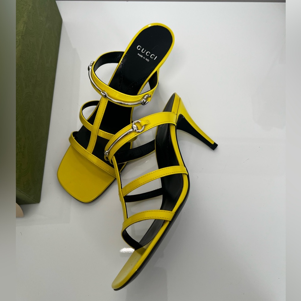 Gucci Women's Bright Yellow Strappy Heels - 36.5